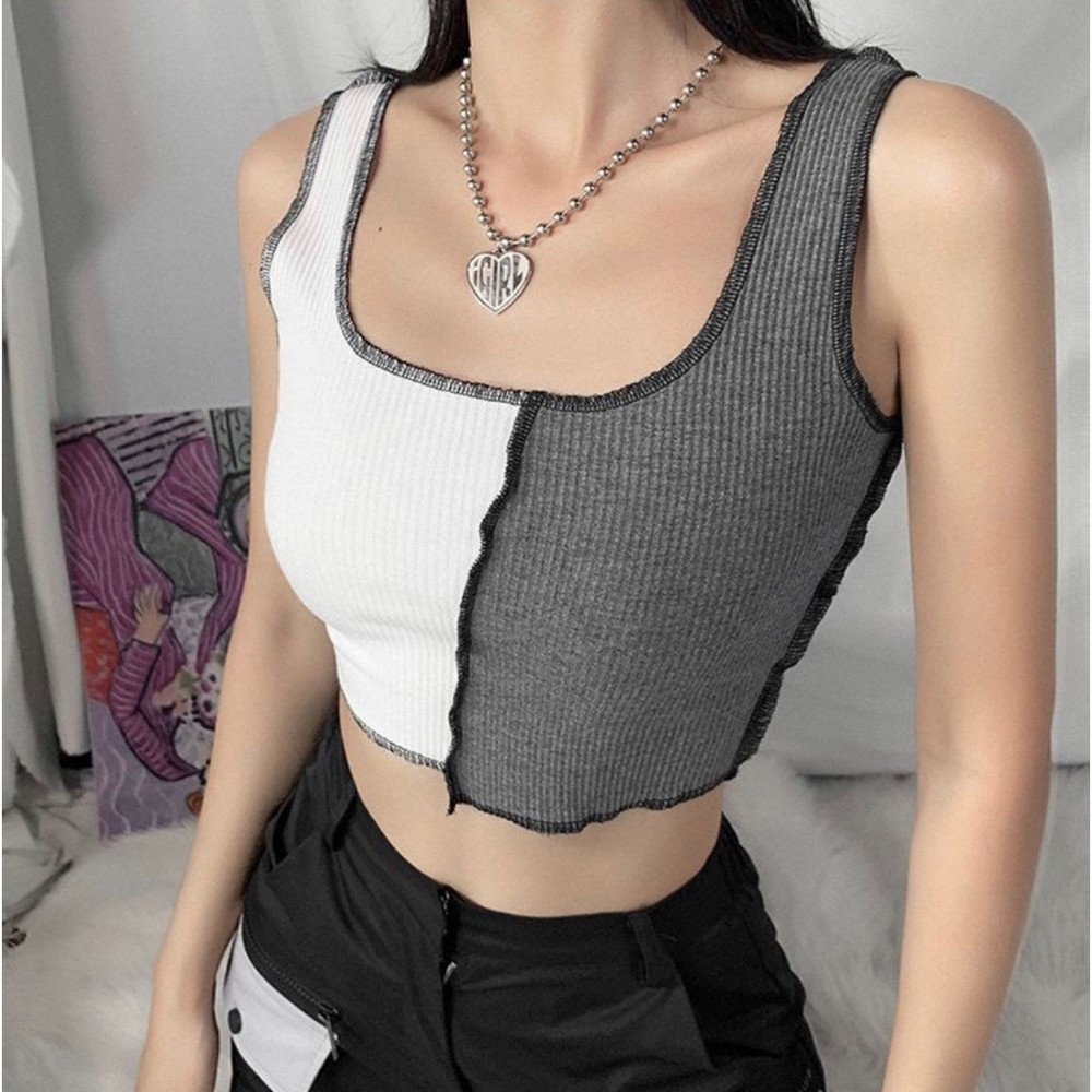 Contrast stitch top S